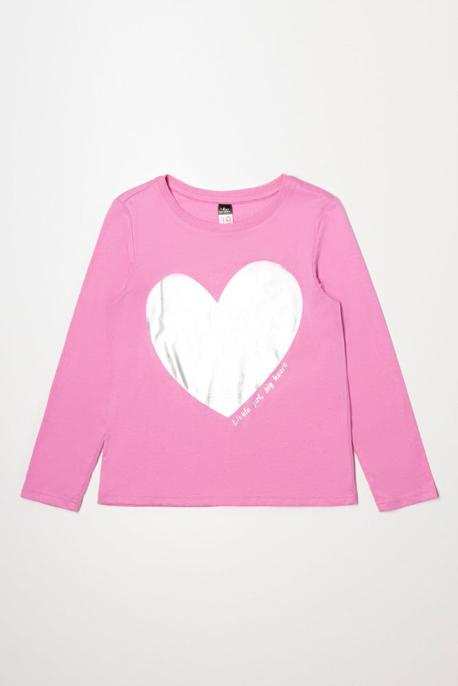 Heart Long Sleeve T-Shirt Pink