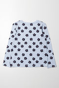 Floral Long Sleeve T-Shirt Blue (2)