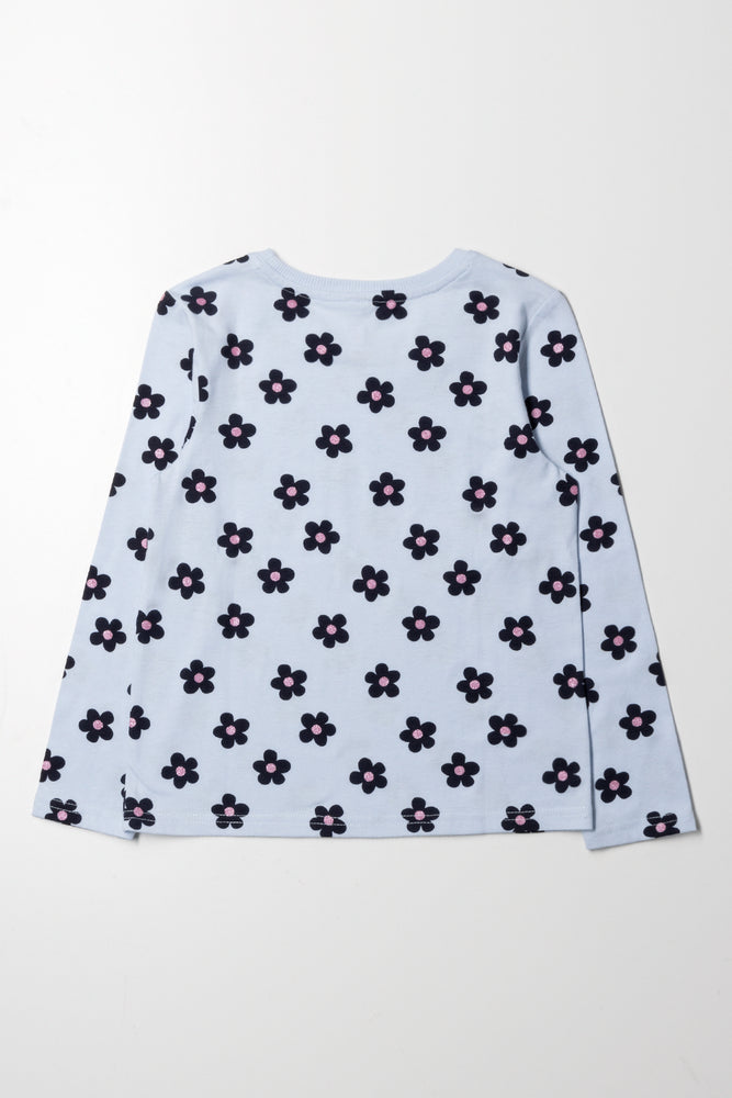 Floral Long Sleeve T-Shirt Blue (2)