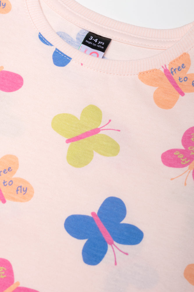 Long Sleeve Butterfly T-Shirt Pink