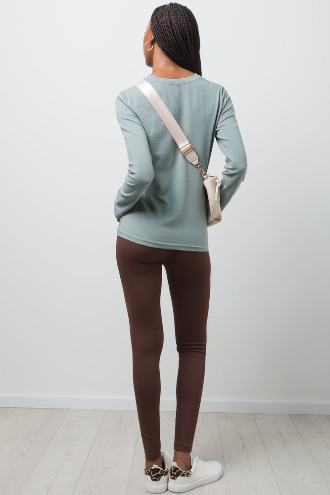 Long Sleeve Crew Neck T-Shirt Green (2)