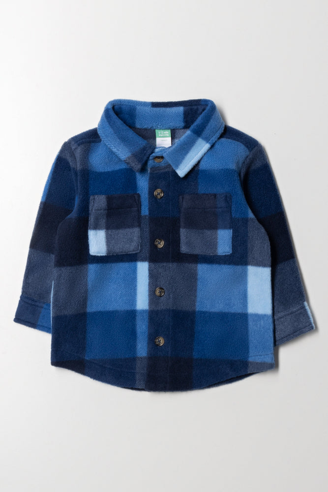 Fleece Check Shirt Navy And Blue