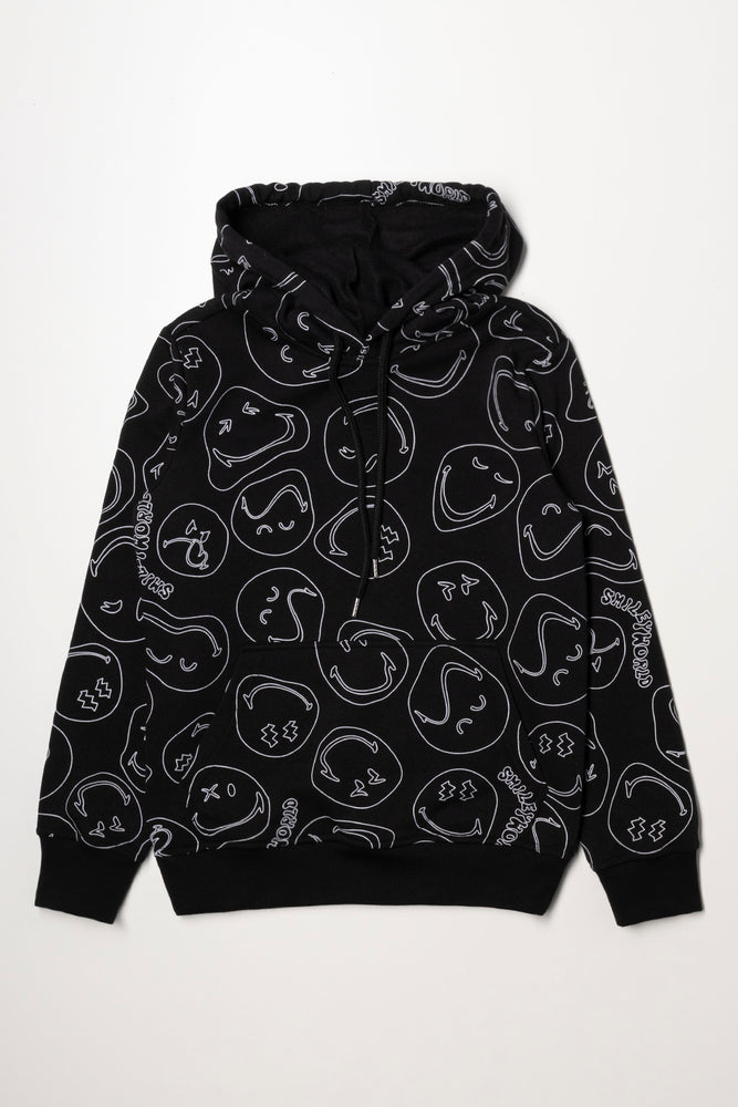 Smiley Hoodie Black