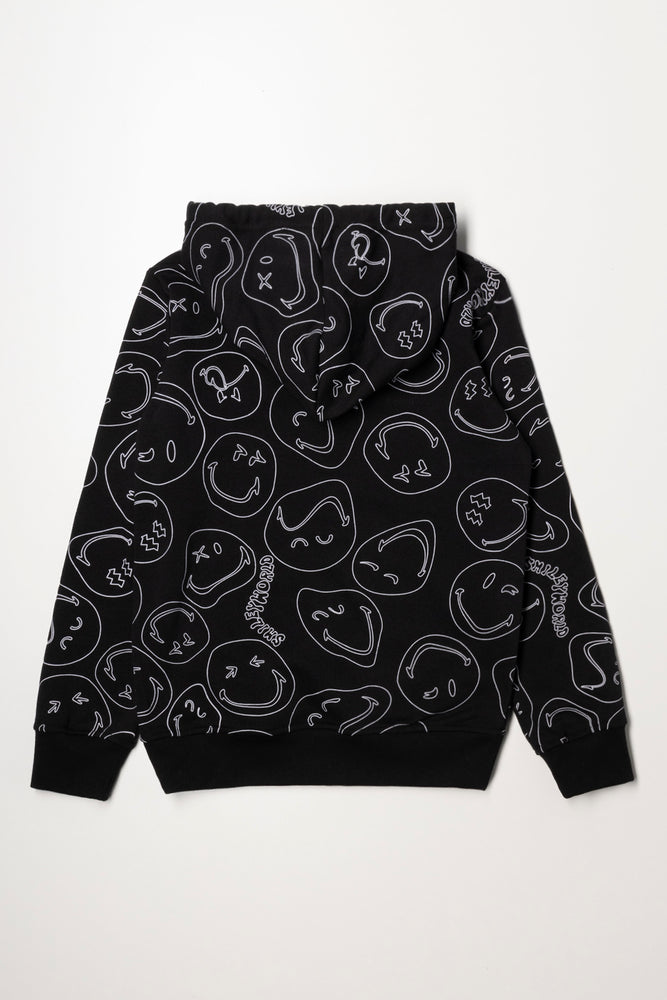 Smiley Hoodie Black (2)