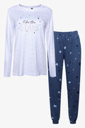 Long Sleeve Stars Pyjamas Grey And Blue