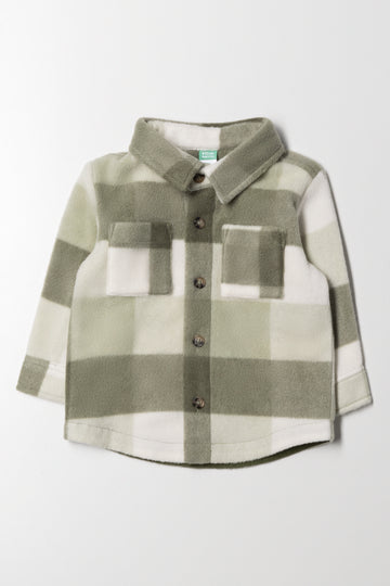 Fleece Check Shirt Green And Cream