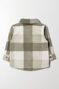 Fleece Check Shirt Green And Cream (2)