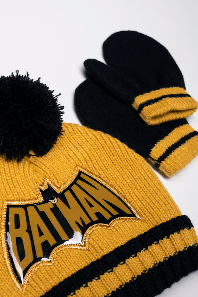 Batman Beanie And Mittens Set Yellow (1)