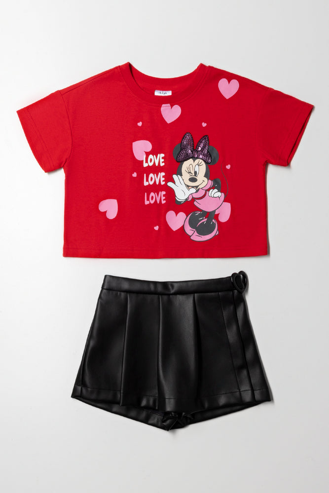 Minnie Mouse Skort Set Red And Black