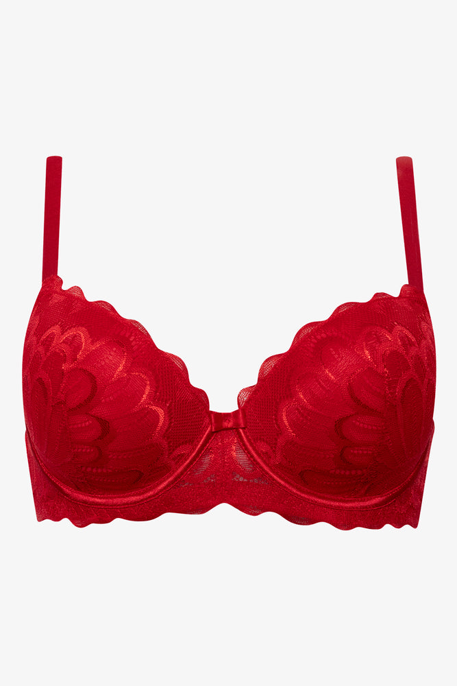 2 Pack Lace Balconette Bras Red And Black (2)