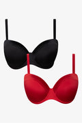 Plus Size 2 Pack Multiway Bras Red And Black