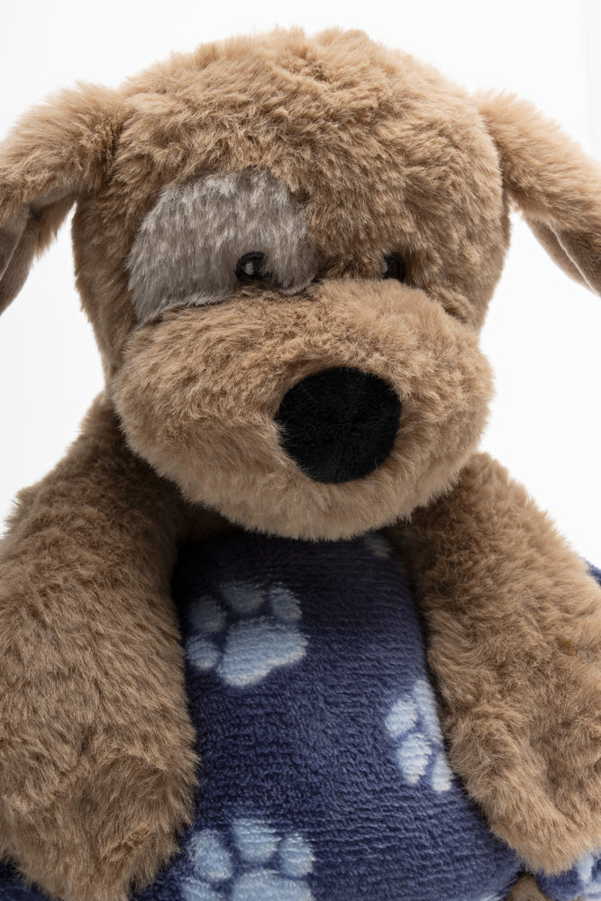 Puppy Toy And Blanket Natural And Navy