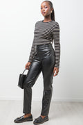 Stripe Long Sleeve T-Shirt Black And Natural (1)