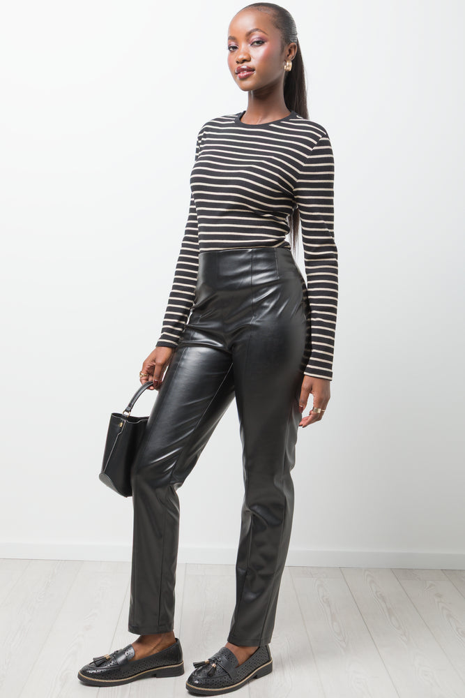 Stripe Long Sleeve T-Shirt Black And Natural (1)