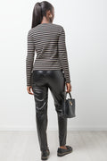 Stripe Long Sleeve T-Shirt Black And Natural (2)