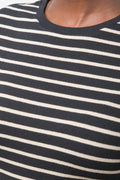 Stripe Long Sleeve T-Shirt Black And Natural (3)