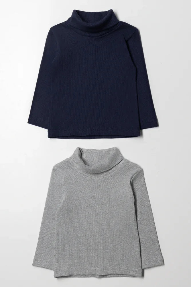 2 Pack Polonecks Navy And Grey