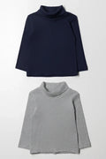 2 Pack Polonecks Navy And Grey