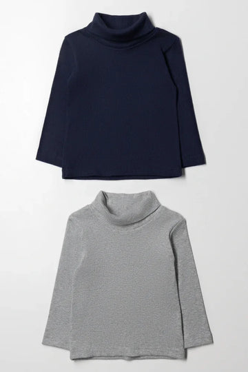 2 Pack Polonecks Navy And Grey