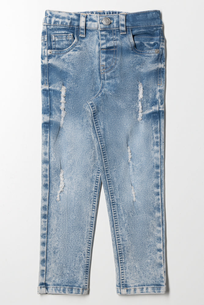 Rip And Repaired Skinny Denim Jeans Blue