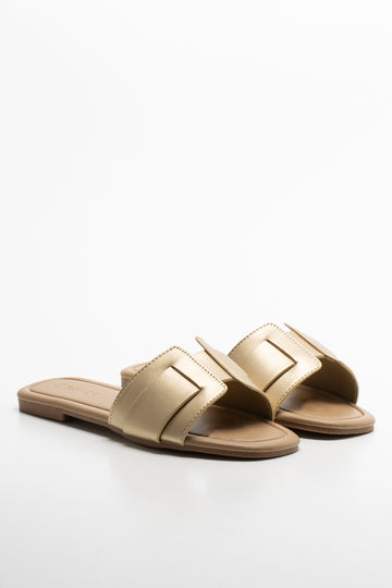 Textured Mule Sandal Gold