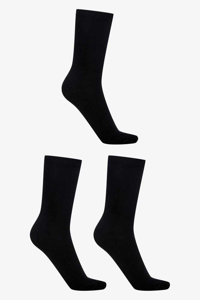 3 Packs Rib Socks Black