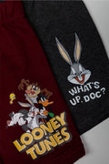 Looney Tunes 2 Pack Shorts Burgundy And Dark Grey (1)