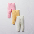 3 Pack Leggings Pink, Yellow And Cream (1)