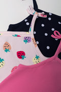 3 Pack Strappy Vests Pink & Navy (1)