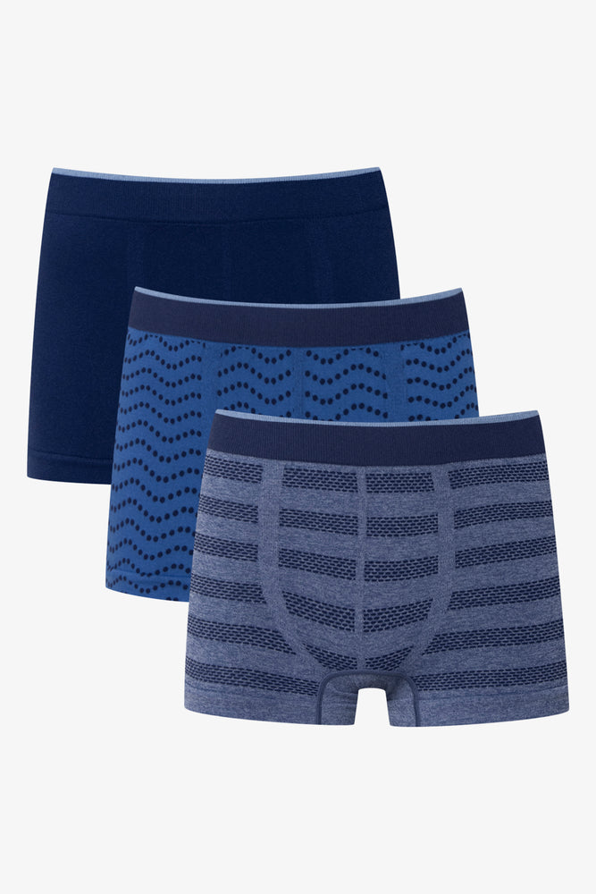 3 Pack Seamfree Boxers Blue