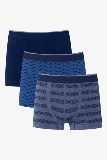 3 Pack Seamfree Boxers Blue