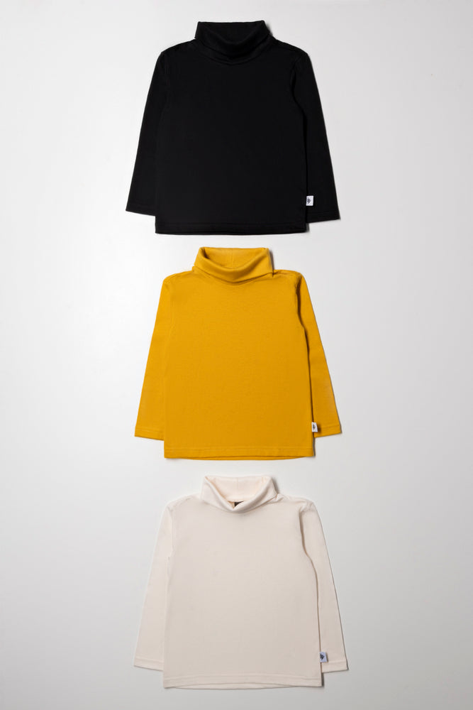 3 Pack Polonecks Yellow, Cream And Black