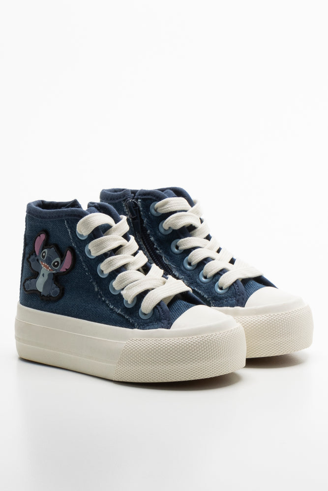 Stitch Denim High Top Sneaker Blue