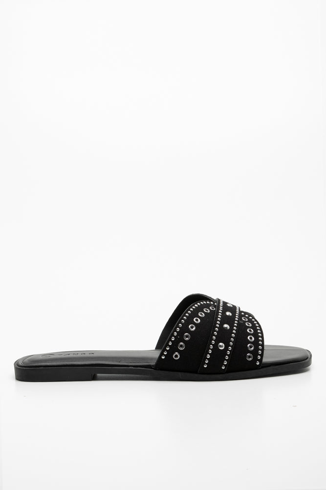 Studded Mule Sandal Black (1)