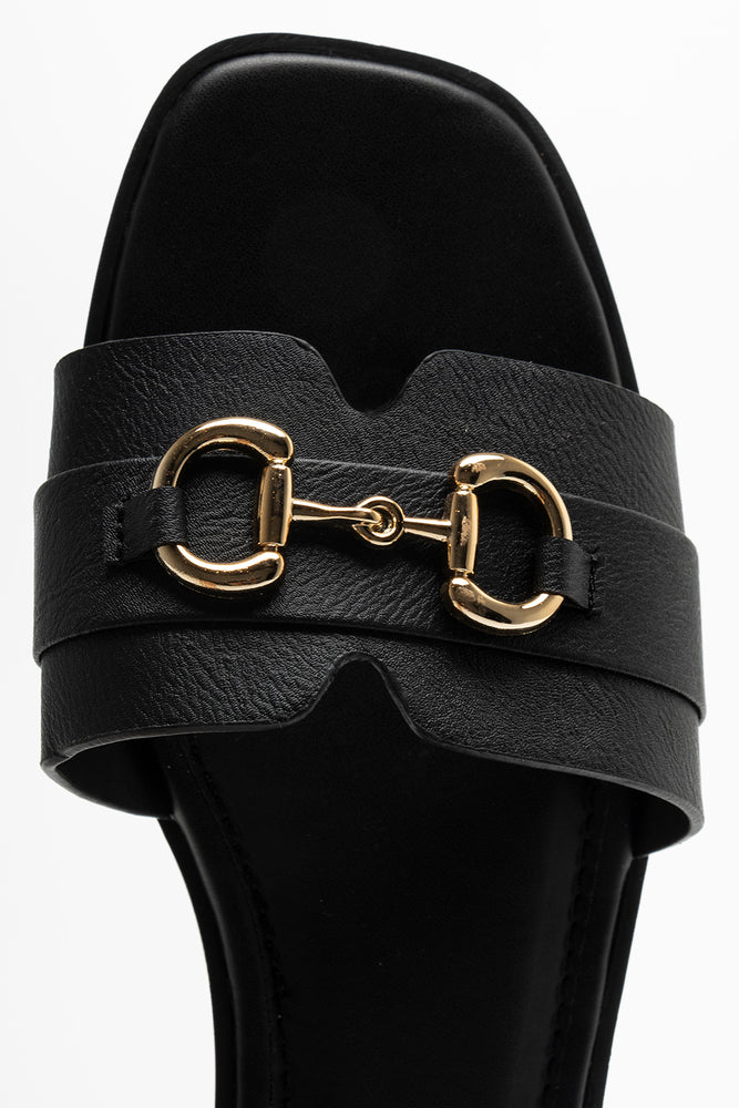 Buckle Trim Sandal Black (4)