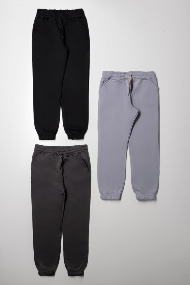 3 Pack Trackpants Black, Grey And Dark Grey