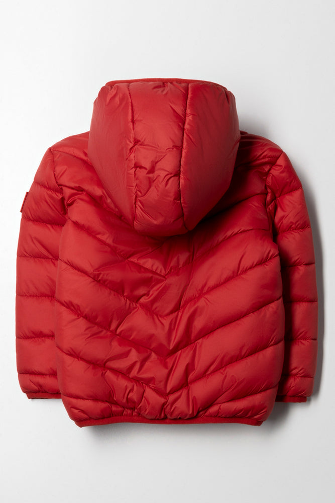 Hooded Puffer Jacket Red (3)