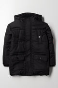 Hooded Puffer Parka Jacket Black