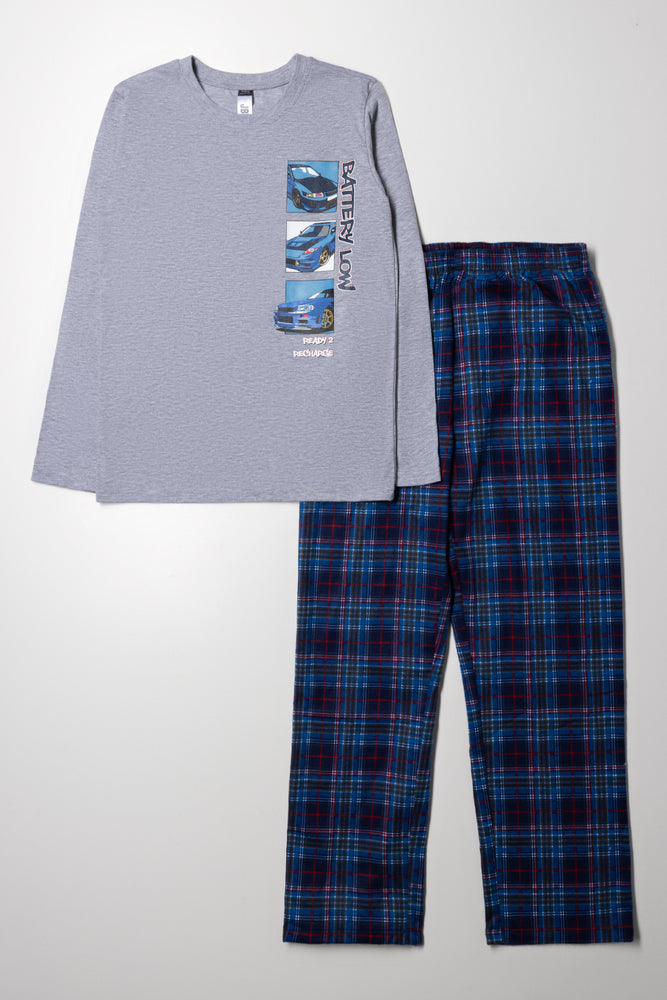 Long Sleeve Pyjamas Grey And Blue