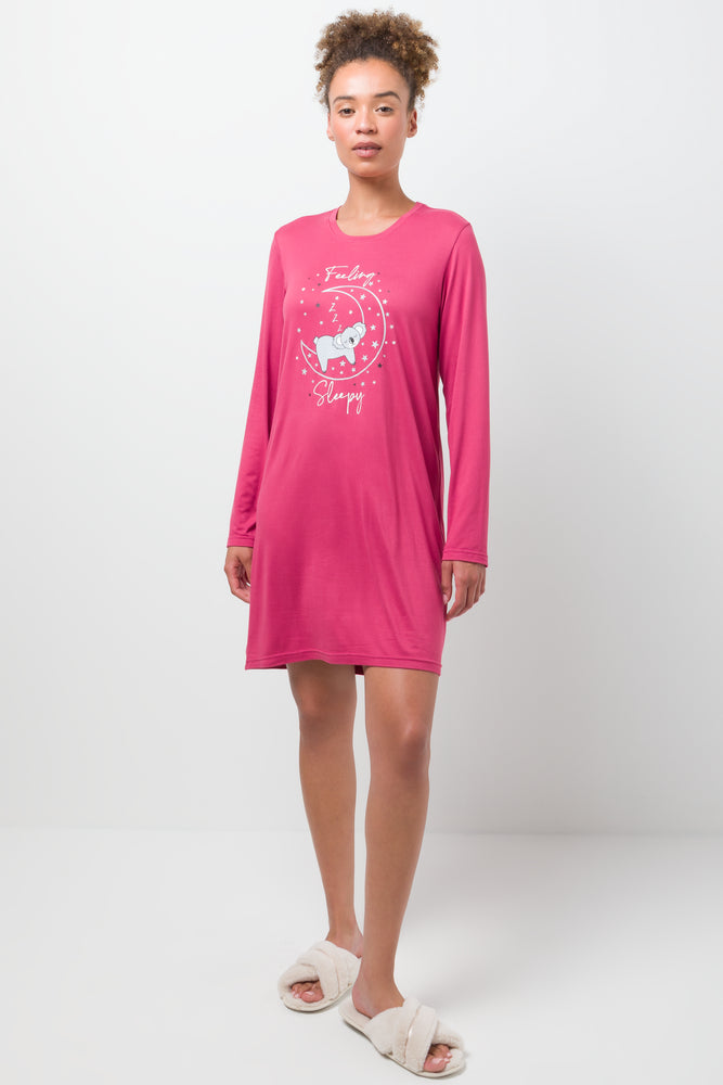 Long Sleeve Koala Sleepshirt Pink
