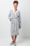 Hooded Sherpa Gown Grey