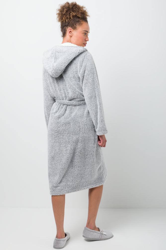 Hooded Sherpa Gown Grey (2)