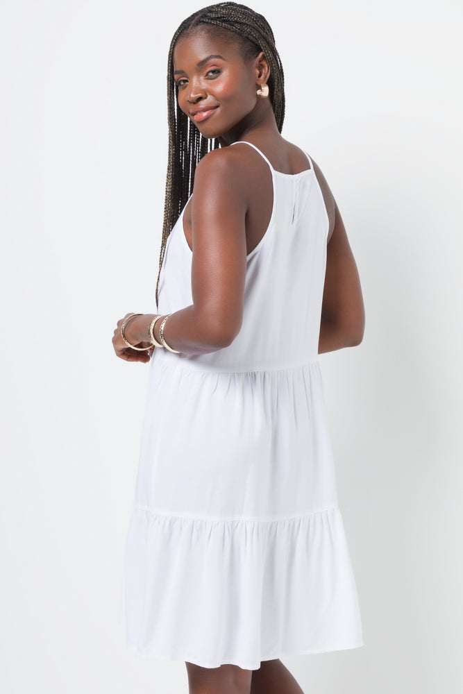 Tiered Strappy Dress White (2)