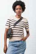 Stripe Crew Neck Jersey Natural And Black