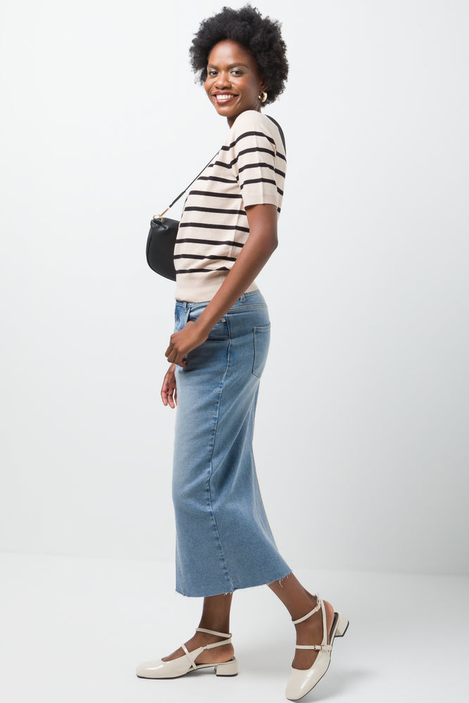 Stripe Crew Neck Jersey Natural And Black (1)