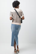 Stripe Crew Neck Jersey Natural And Black (2)