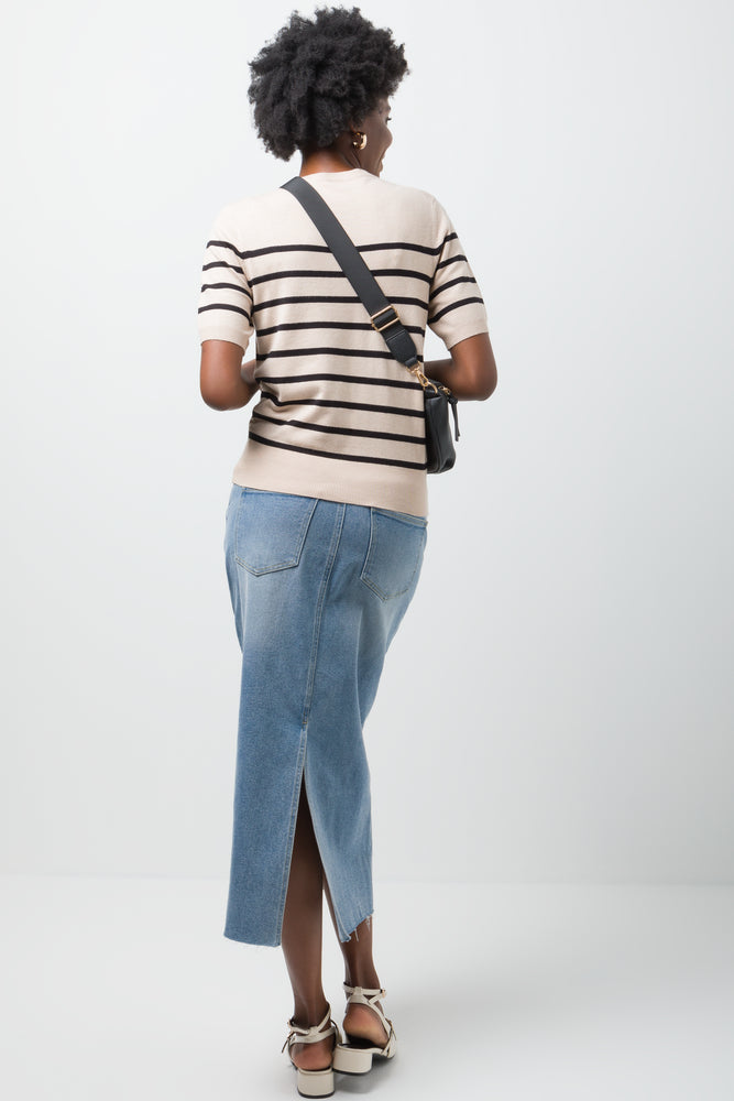 Stripe Crew Neck Jersey Natural And Black (2)