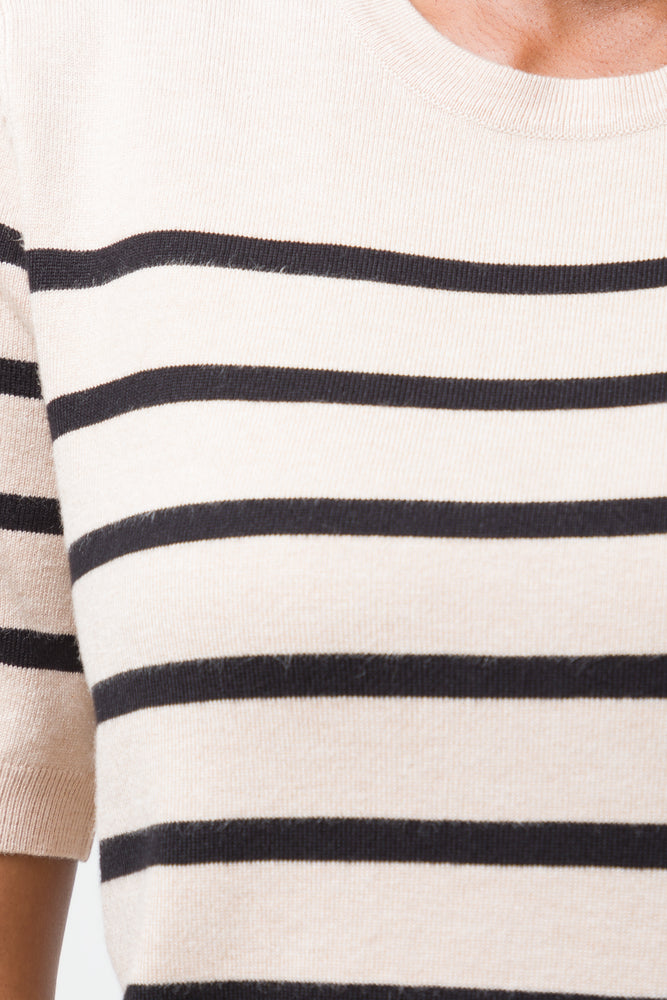 Stripe Crew Neck Jersey Natural And Black (3)