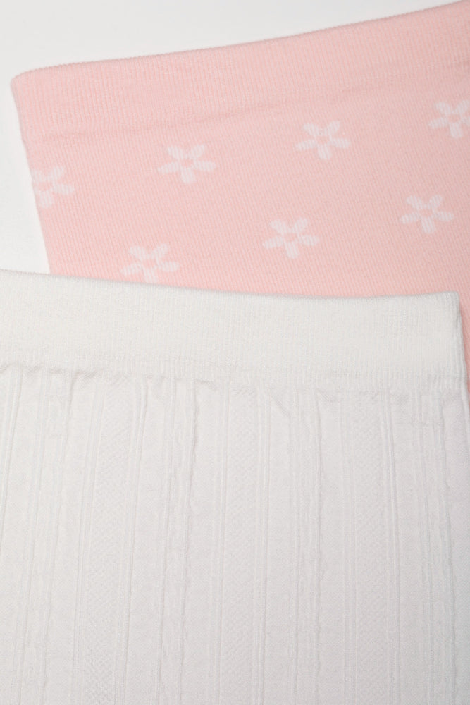 2 Pack Cable Leggings Pink And White