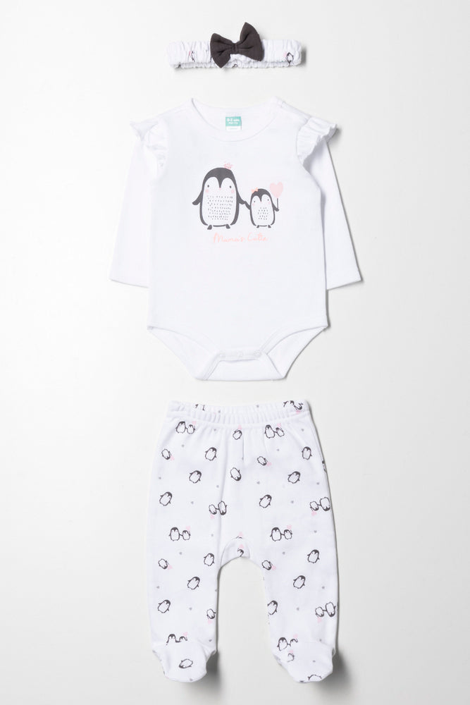 3 Piece Penguin Set White